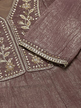 Mauve Embroidered Anarkali Suit Set with Dupatta for women