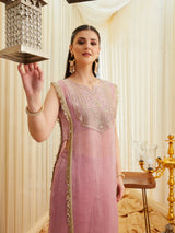 Pink Embroidered Sheer Silk Kurta Set