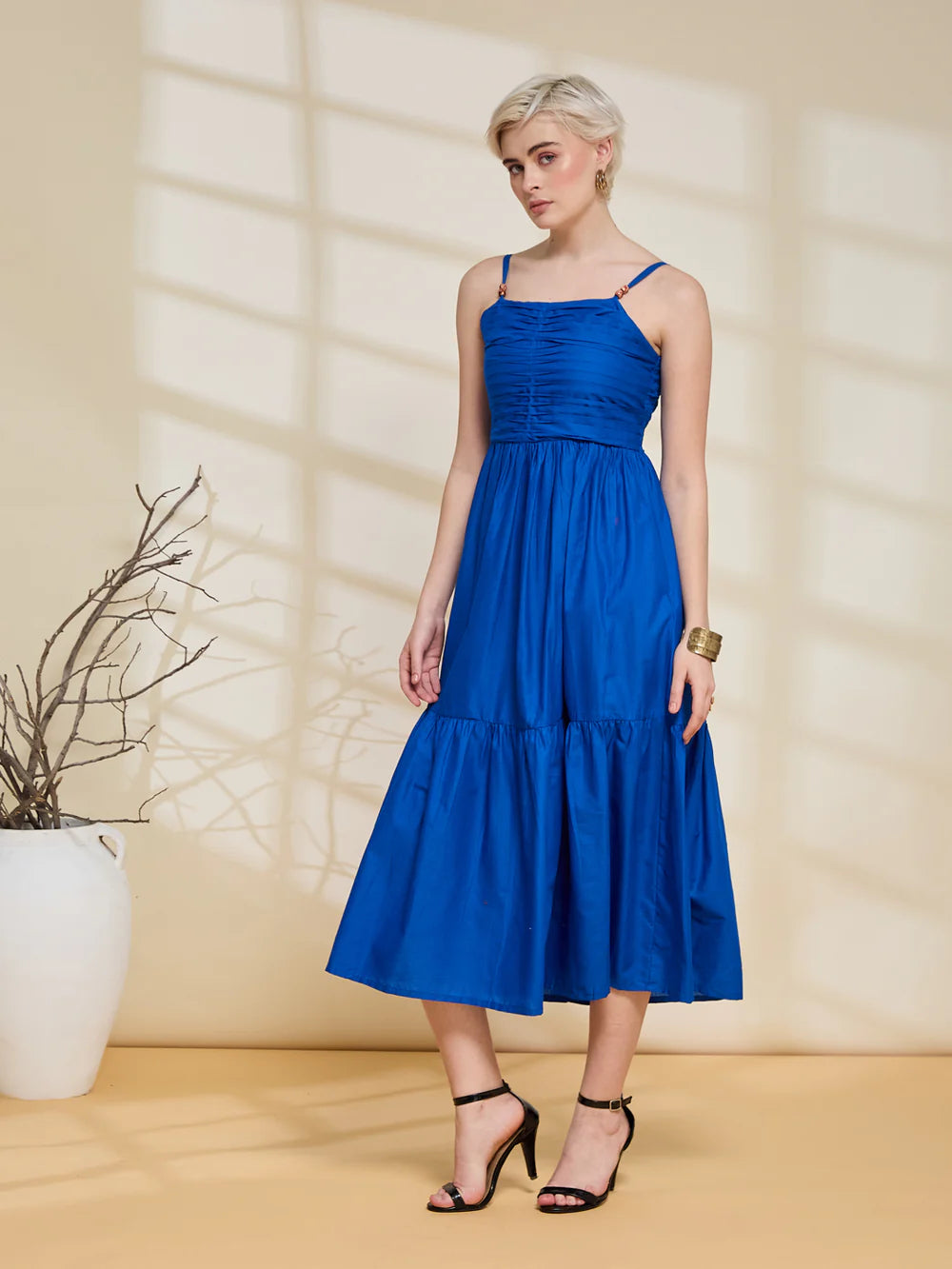 Royal Blue Midi Summer Dress for Women
