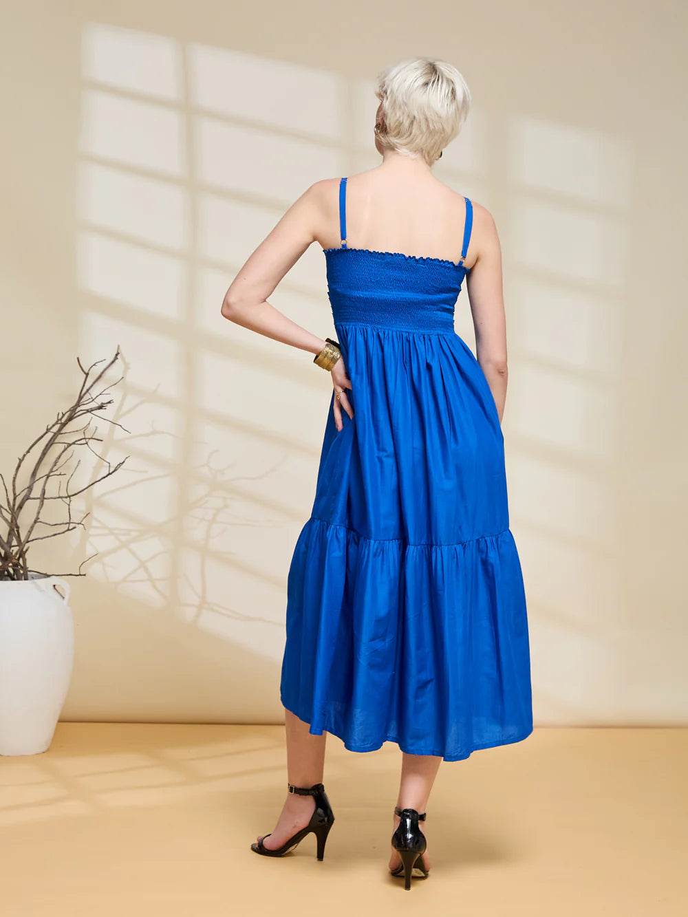 Royal Blue Midi Summer Dress for Women