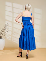 Royal Blue Midi Summer Dress for Women