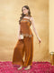 Rust Silk Embroidered Top with Palazzo Pants Set for Women
