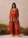 Rust Embroidered Sharara Suit for Women