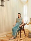 C-Green Embroidered Sheer Silk Kurta Set