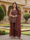 Coffee Silk Embroidered Palazzo Suit with Dupatta