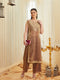 Golden Embroidered Sheer Silk Kurta Set
