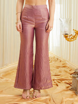 Lavender Silk Embroidered Short Kurta & Flared Pants with Dupatta Set