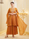 Orange Silk Embroidered Anarkali Style Kurta Set With Dupatta For Women