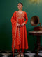 Orange Silk Embroidered Anarkali Kurta And Dupatta Set