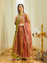 Pista Silk Embroidered Top Sharara Set with Dupatta
