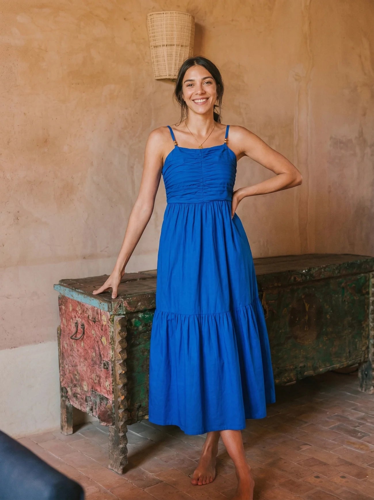Royal Blue Midi Summer Dress for Women