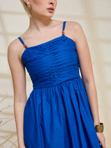 Royal Blue Midi Summer Dress for Women
