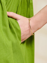 Styli Green Cotton Regular Fit Self-Pattern Midi Dress
